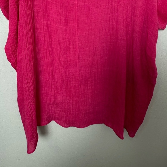 Umgee Plus Pink Short‎ Dolman Sleeve Sheer Lined Rounded Neck Blouse Top Size XL - Picture 6 of 11